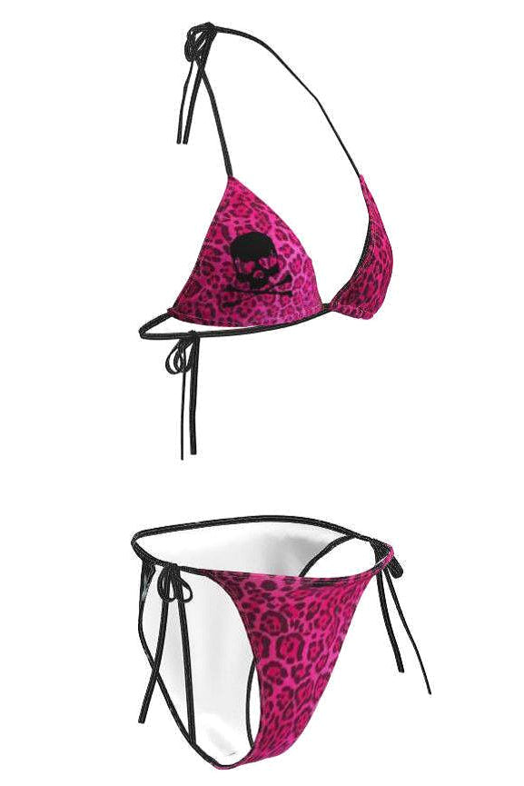 Y2K Baddie Skull Leopard Print Swimwear