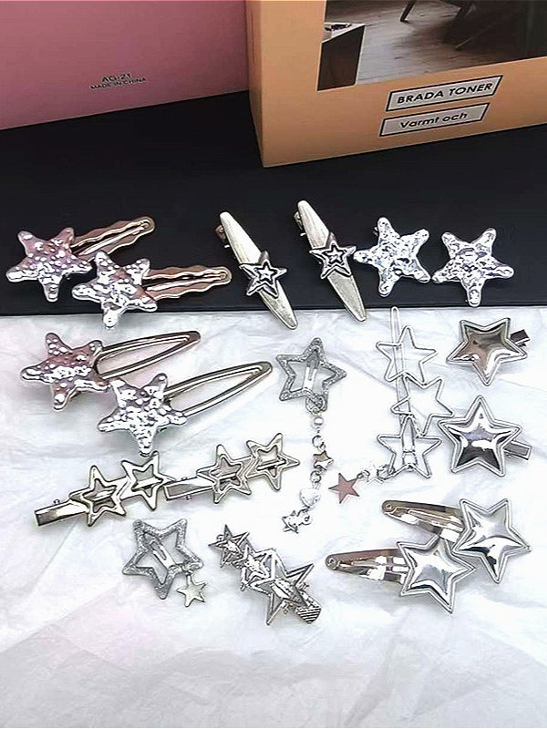 Cyber Y2K Star Metal Hair Accs