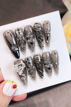 Gothic Zebra Print Dark Press On Nails