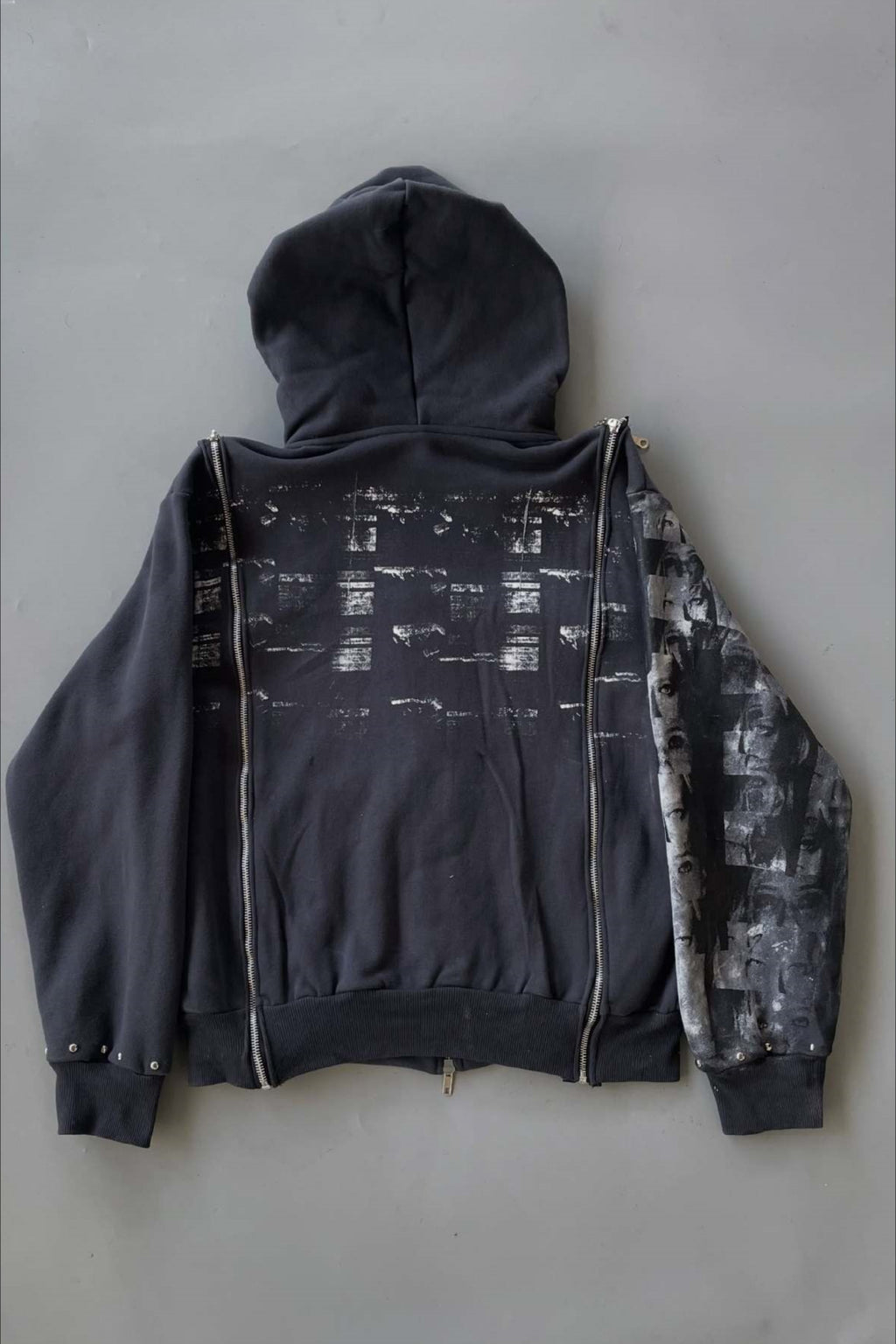 Asymmetric Graphic Panel Hoodies