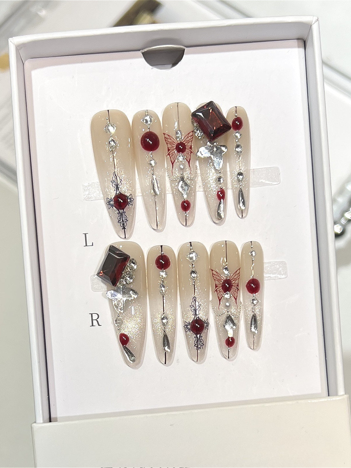 Gothic Ruby Butterfly Press On Nails