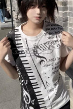 Piano Graphic Fitted T Shirt