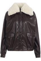Fluffy Collar Glossy Bomber Jackets