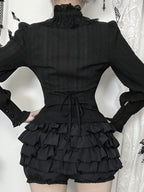 Edgy Dark Slim Long Sleeve Blouse