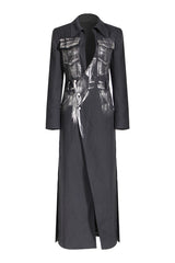 Hand-painted Silver Metal Brush Trench Coat