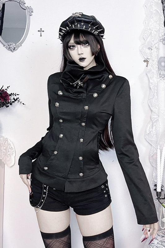High Collar Metal Button Fitted Jacket Main image
