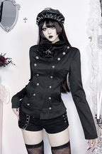 High Collar Metal Button Fitted Jacket