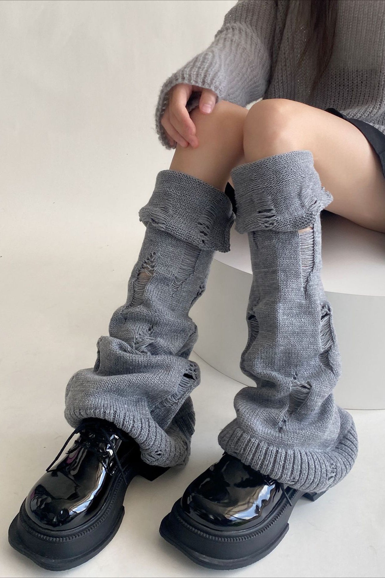 Knitted Ripped Flared Stacked Leg Warmers