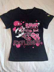 Y2K Dark Retro Printed Slim Crop T-shirt