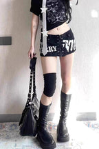 Edgy Zipper Studded Mini Shorts