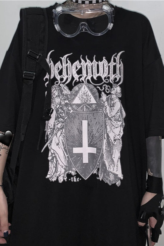 Gothic Retro Graphic Print Oversized T-Shirt
