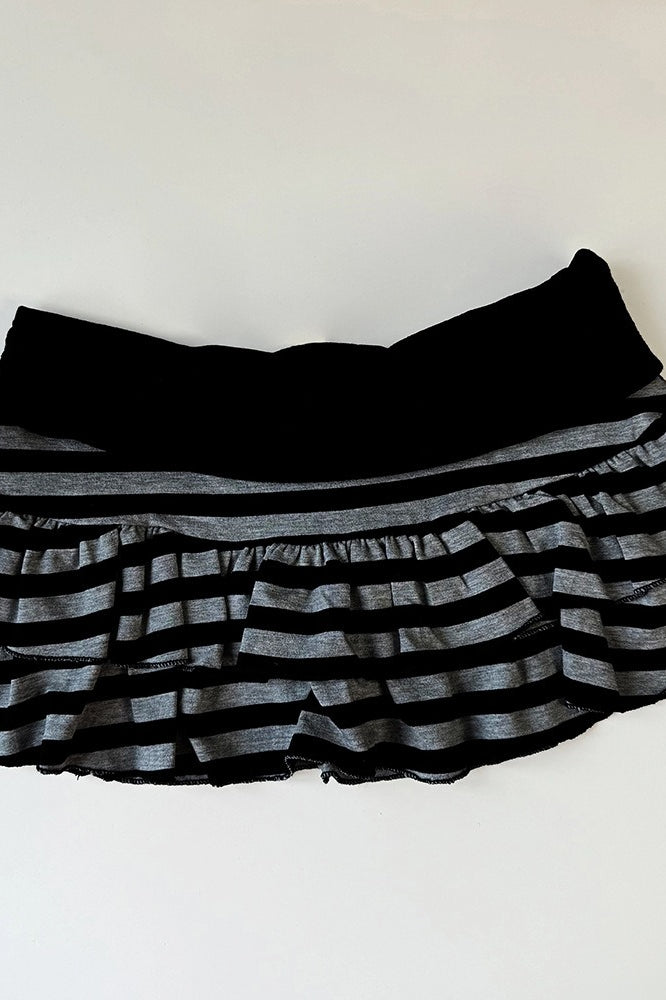 Striped Layered Lace Mini Skirt