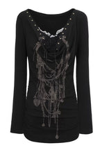 Grunge Lace Patchwork Layered Slim Long Sleeve T-shirt