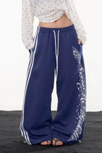Side Stripe Drawstring Wide Pants