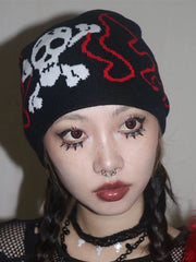Warm Punk Skull Slouchy Hat