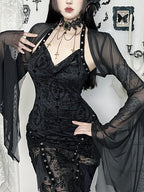 Gothic Batwing Sleeve Mesh Coat