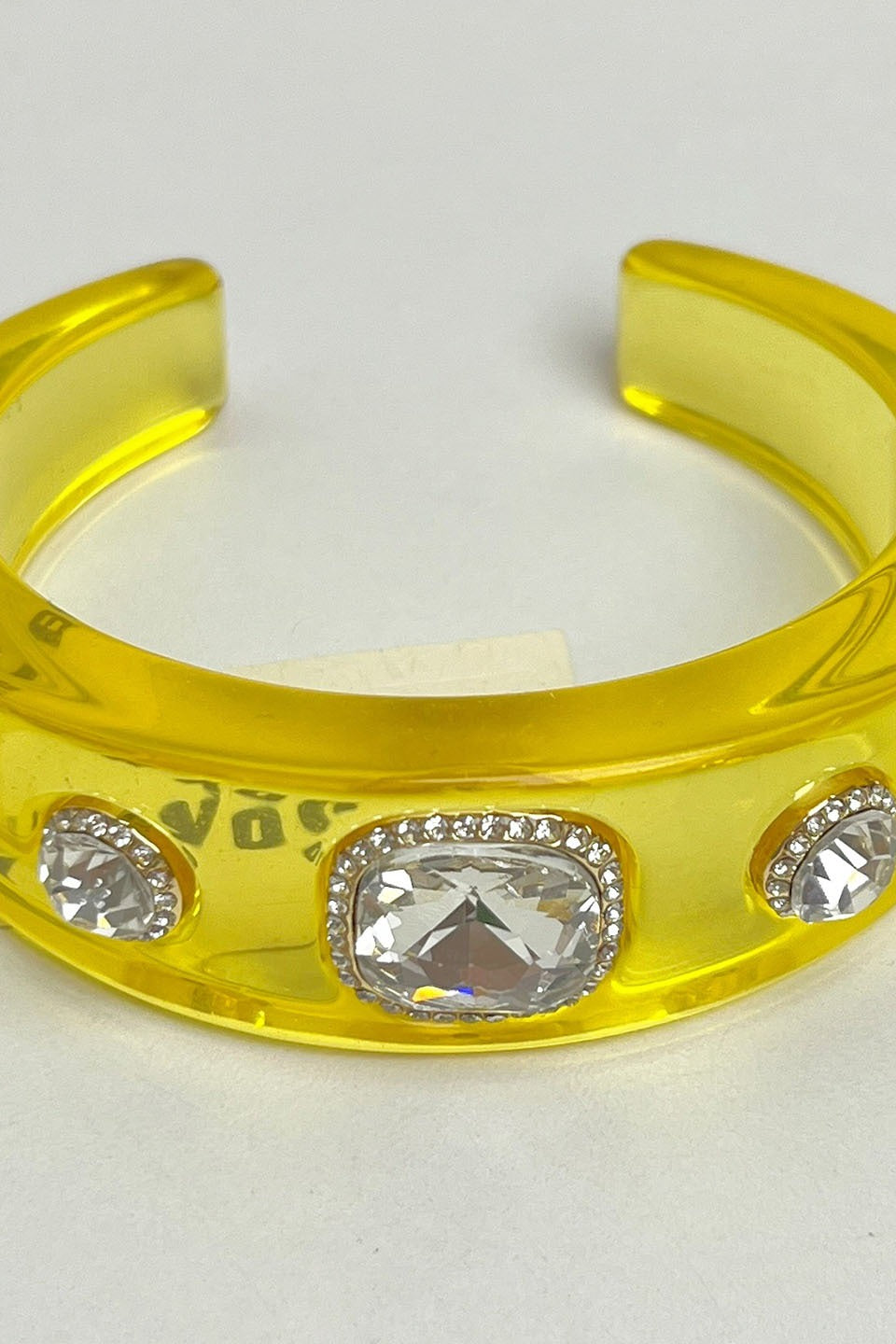 Rhinestone Resin Round Open Bracelet