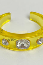 Rhinestone Resin Round Open Bracelet