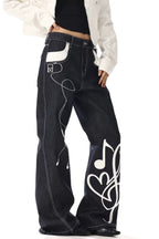 Music Note Contrast Stitch Pants