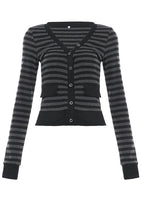 Striped V Neck Pocket Cardigans