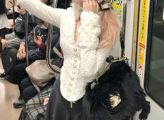 Vintage Black Hollow Out Blouse