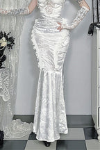 Lace Pearl Mermaid Maxi Skirt