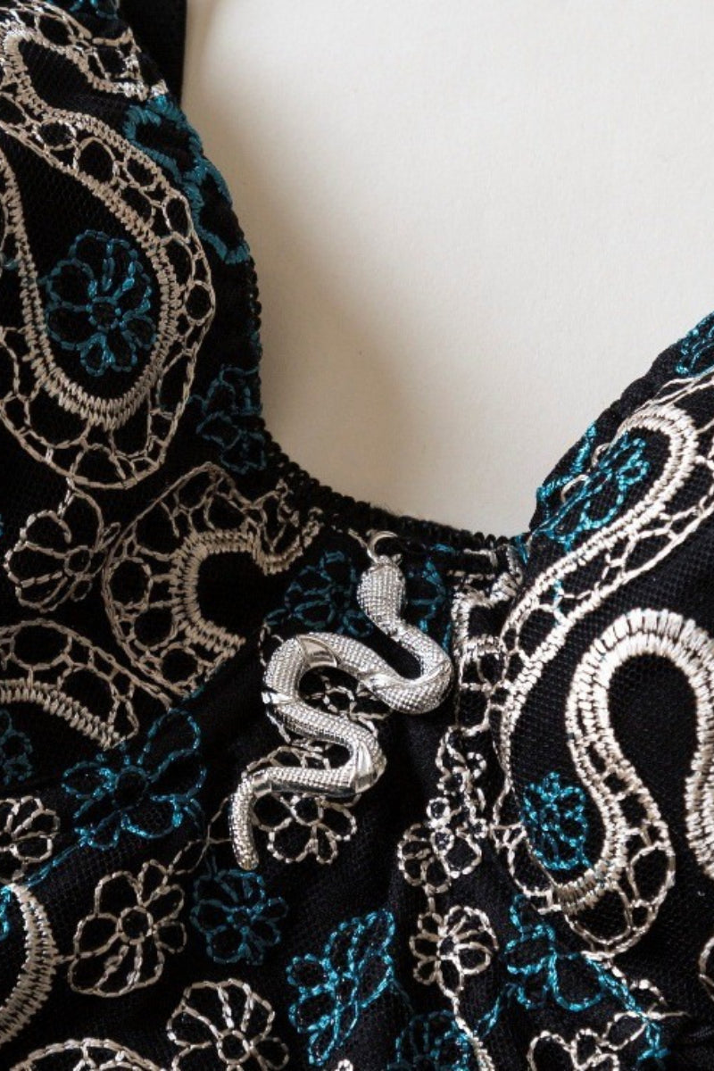 Mesh Embroidered Corset Cami Top
