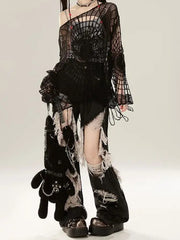 Webbed Knit Sheer Mesh Top