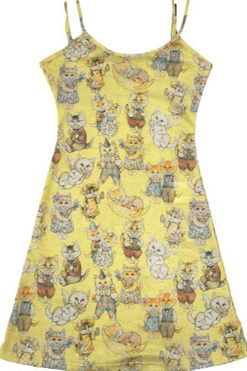 Slim Fit Cartoon Cat Cami Mini Dress Main image