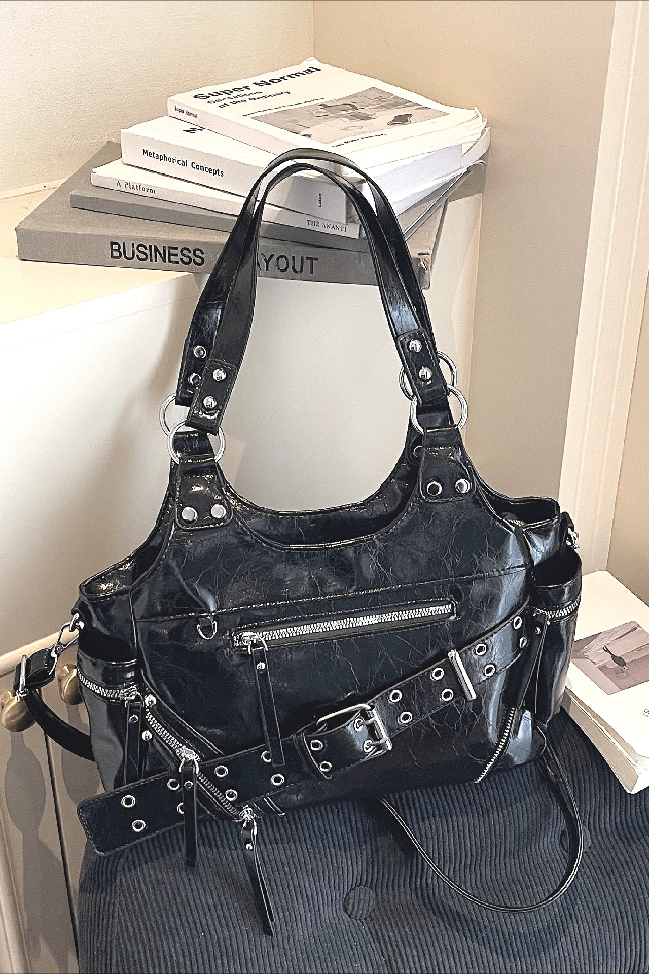 Punk Street Style Moto Shoulder Bag Secondary image