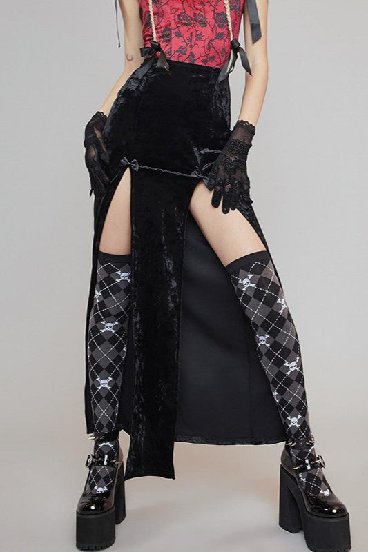 Bow Split Gothic Party Skirt Main image