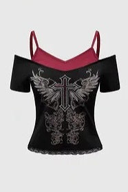 Y2K Gothic Print Camisole T-Shirt Secondary image
