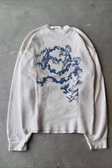 Waffle Knit Y2K Hip Hop Crew Neck Long Sleeve T-shirt