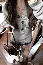 Spice Girls Gray Slim Long-sleeve Comfortable Sweater