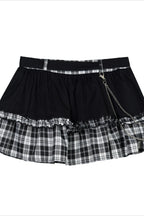 Cat Print Tiered Mini Skirt
