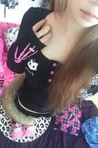 Y2K Gothic Graphic Slim Knit Top