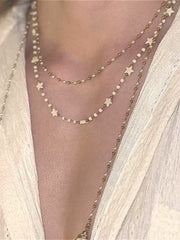 Vintage Multi-Layer Stacked Pearl Shell Necklace