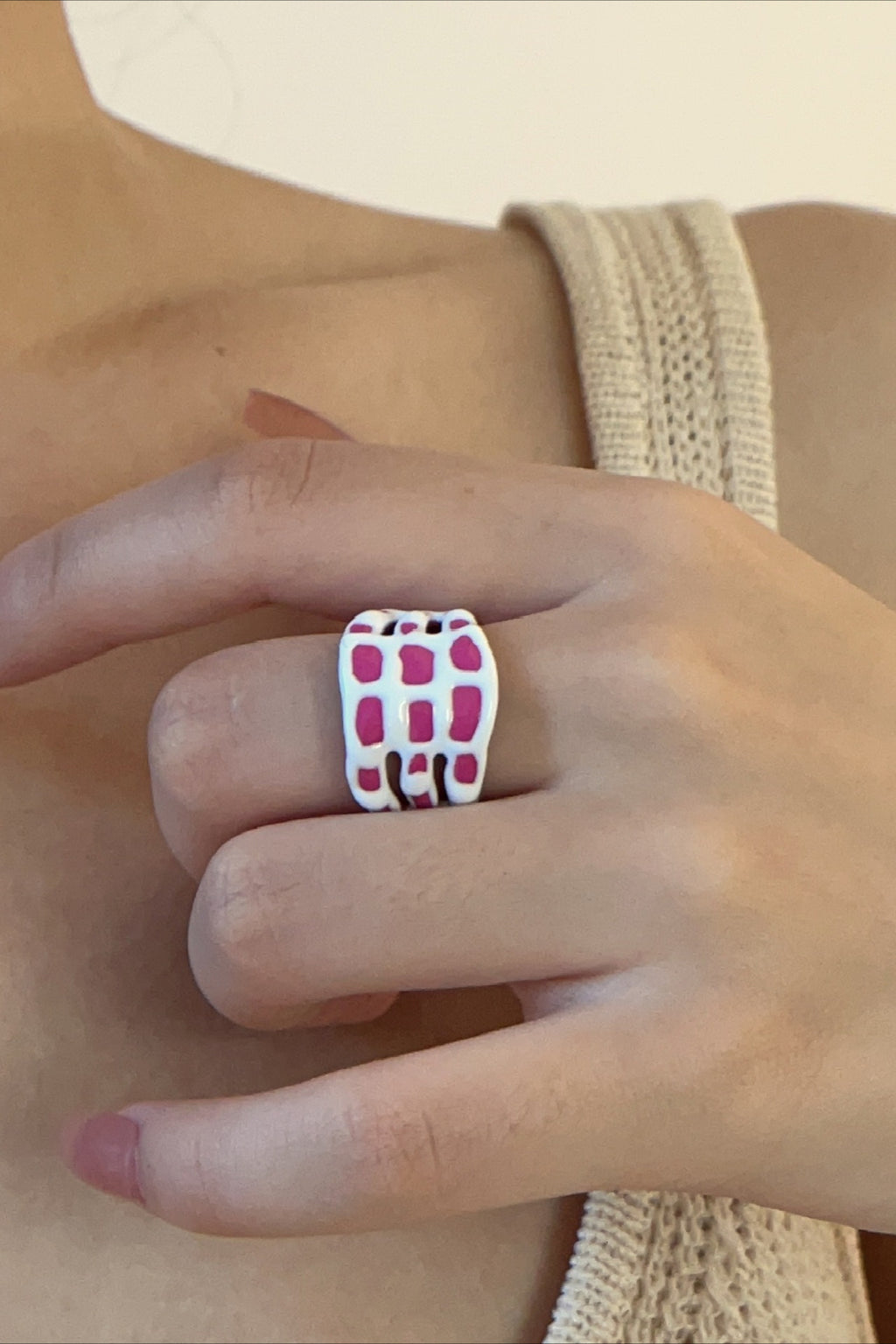 Enamel Oil Macaron Open Metal Ring