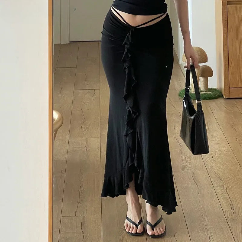 Solid Ruffles Bandage Street Skirt Main image