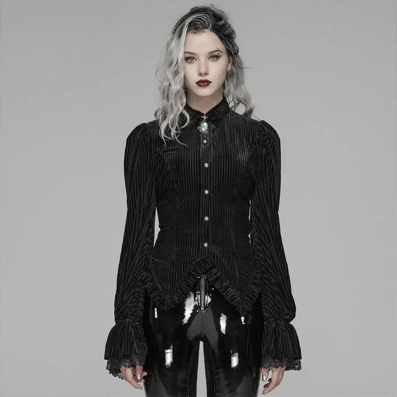 Elastic Velvet Gothic Long Sleeve Blouse Main image