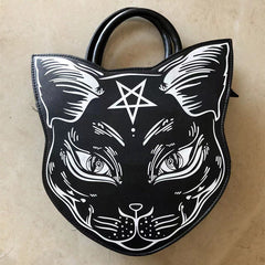 Gothic Punk Style Pentacle Cat Top Handle Fashion Bag Halloween