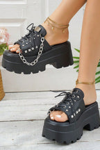 Lace-Up Chain Platform Slides