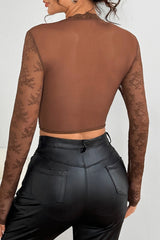 Floral Lace Cutout Long Sleeve Corset