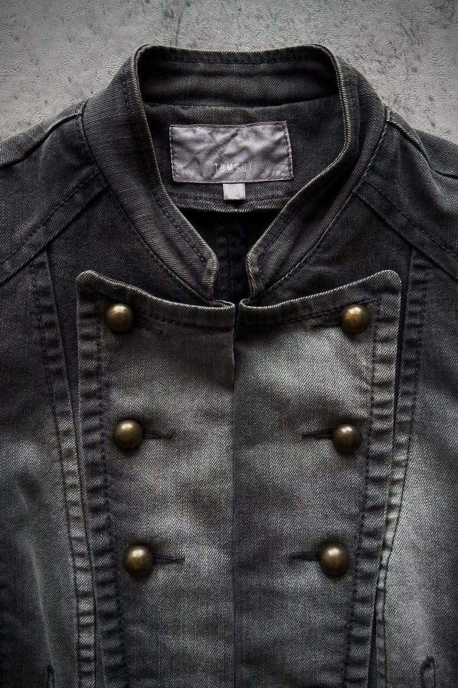Military Stud Washed Fitted Denim Jacket Secondary image