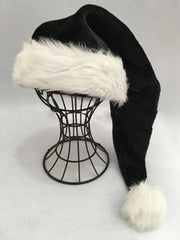 Black Long Plush Holiday Santa Hat