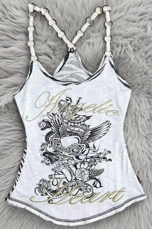 Retro White Zebra Print Cami