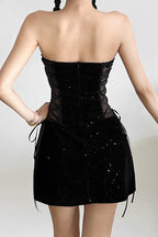Sheer Panel Strapless Mini Dress