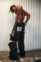 Zip Off Patchwork Wide Leg Cargo Jeans