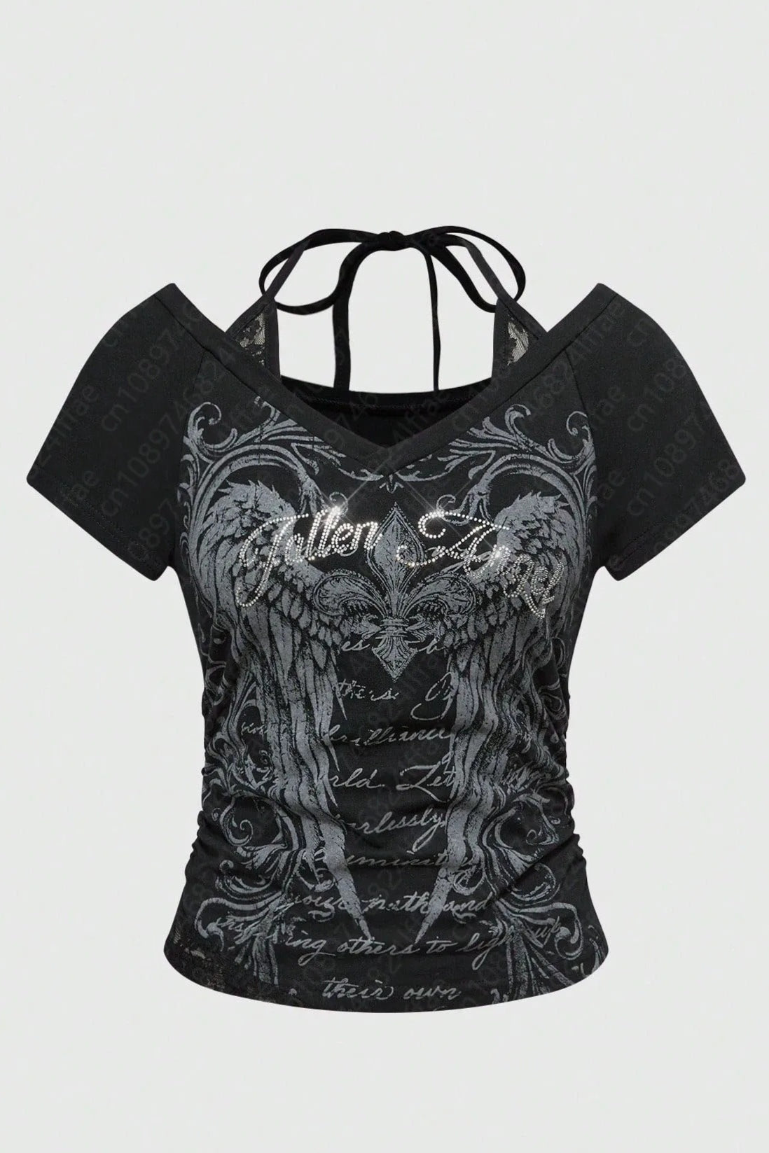 Y2K Retro Butterfly Print Halter T-Shirt