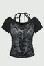 Y2K Retro Butterfly Print Halter T-Shirt